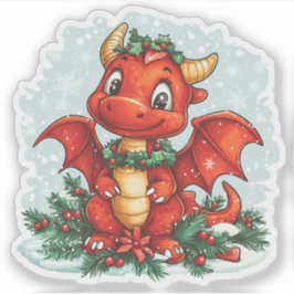 Pegatina Navidades rojos Holly Dragon