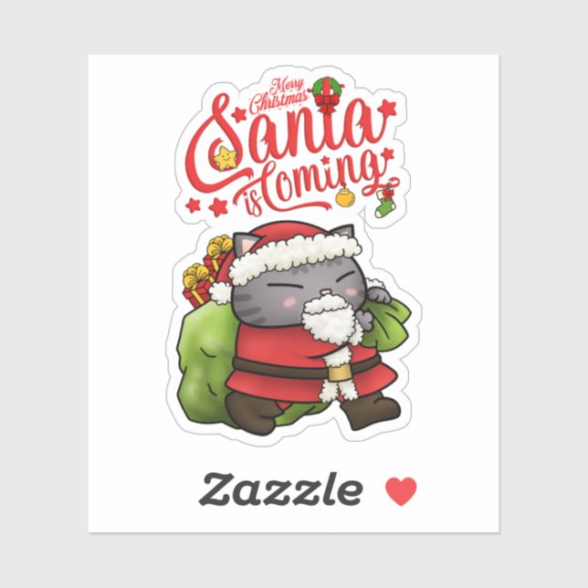 Pegatina Navidades Santa Claus Cat (Hoja)