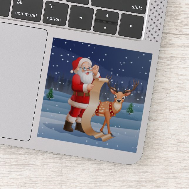 Pegatina Navidades Santa Claus Y Renos (Detalle)