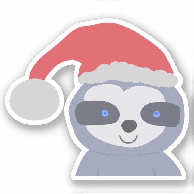 Pegatina Navidades Sloth con Santa Hat (Anverso)