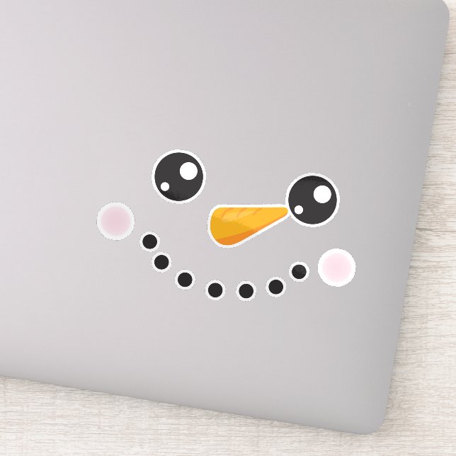 Pegatina Navidades Snowman, hombre de nieve blanco, nariz a (Detalle)