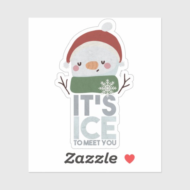 Pegatina Navidades Snowman Pun: Es hielo conocerte (Hoja)