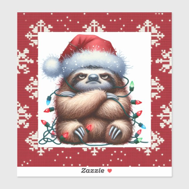 Pegatina Navidades traviesos iluminan Sloth (Hoja)