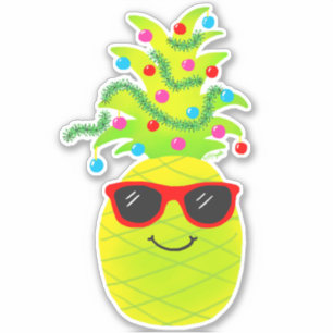 Pegatina Navidades tropicales divertidos piña