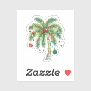 Pegatina Navidades tropicales Palm Tree con Luces y Ornam