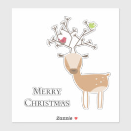 Pegatina Navidades venados con pájaros