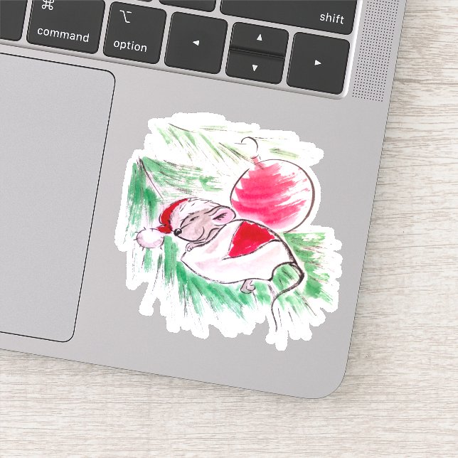 Pegatina Navidades y ratoncito dormido de Año Nuevo (Detalle)