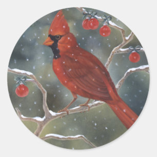 Pegatina navideña cardinal