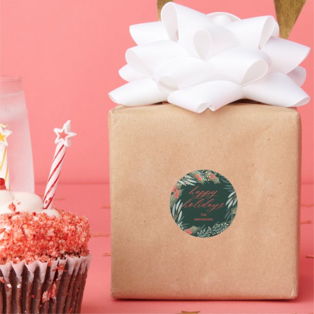 Pegatina navideña clásica verde oscuro (Fiesta)