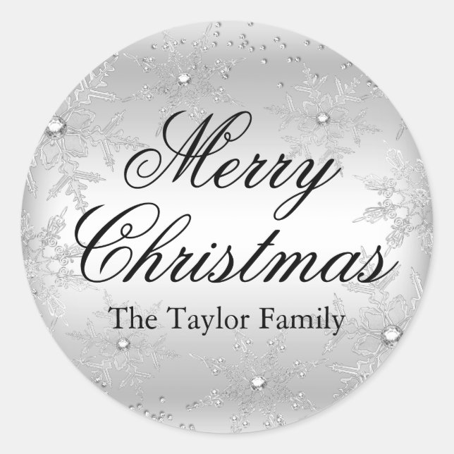 Pegatina navideña con copo de nieve de cristal pla (Anverso)