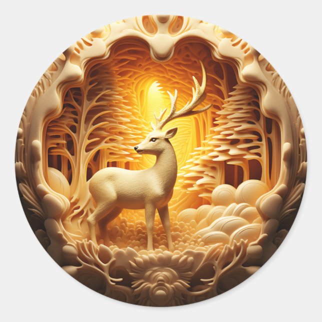 Pegatina navideña de ciervos dorados (Anverso)