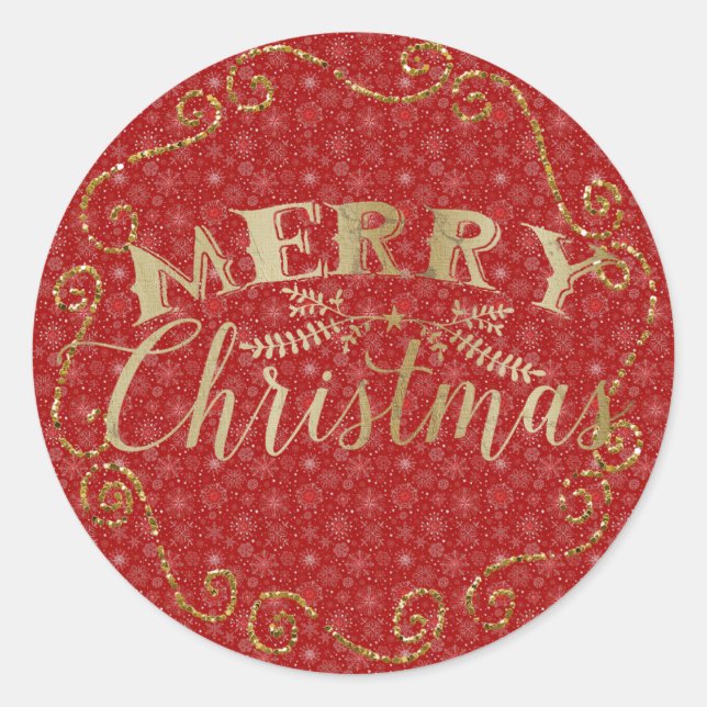 Pegatina navideña de copo de nieve rojo (Anverso)