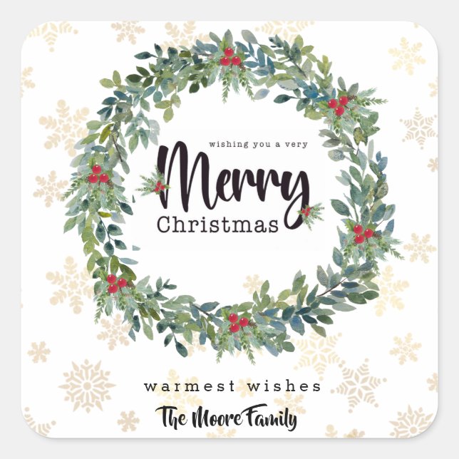 Pegatina navideña de copos de nieve dorados (Anverso)