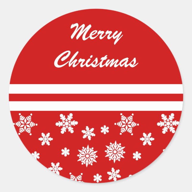 Pegatina navideña de copos de nieve rojos (Anverso)