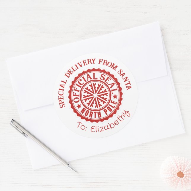 Pegatina navideña de entrega especial de Santa (Sobre)