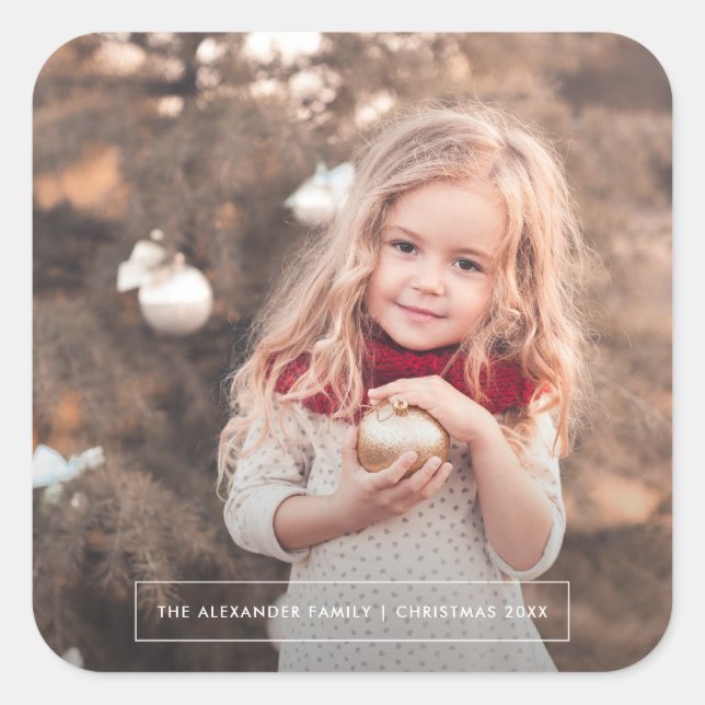 Pegatina navideña de foto minimalista (Anverso)