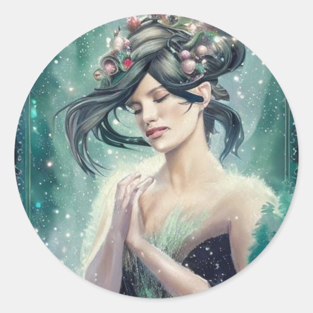 Pegatina navideña de hadas (Anverso)