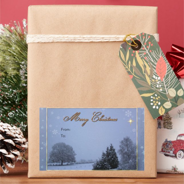 Pegatina navideña de la escena del invierno (Vacaciones)