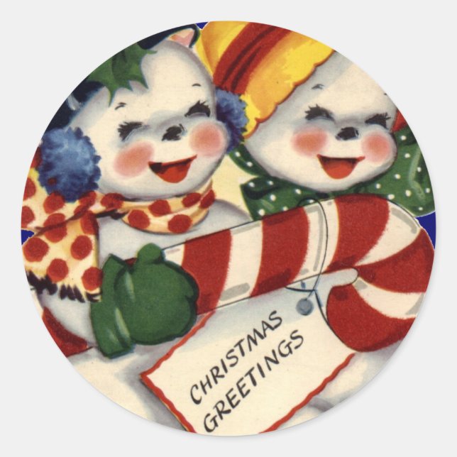 Pegatina navideña de la pareja de nieve de KRW (Anverso)