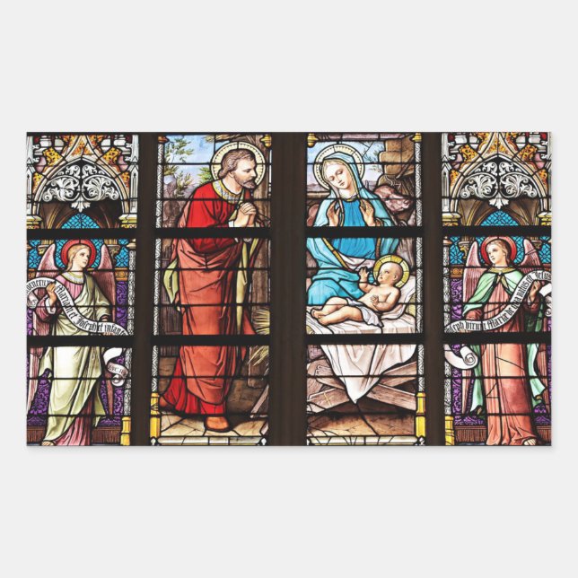 Pegatina navideña de vidrio manchado de la ventana (Anverso)