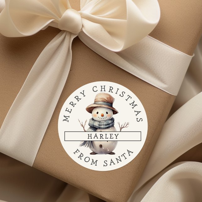 Pegatina navideña festiva personalizada de Snowman (Subido por el creador)