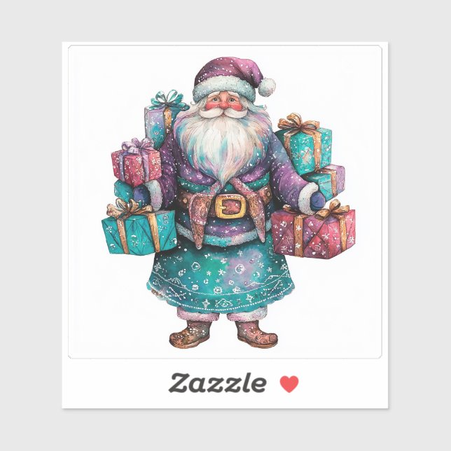 Pegatina navideña violeta para vacaciones (Hoja)