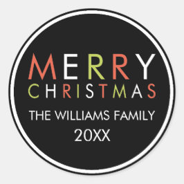 Pegatina navideño brillante y feliz - negro