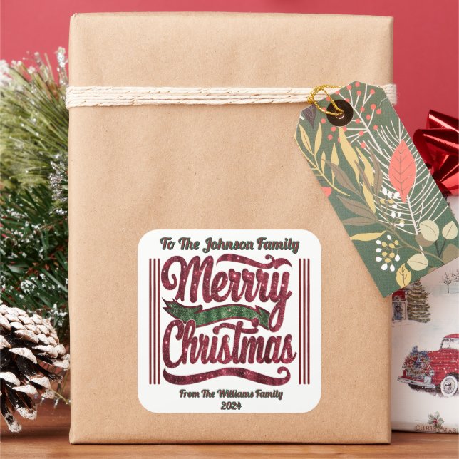 Pegatina navideño de Feliz Feliz Feliz (Vacaciones)