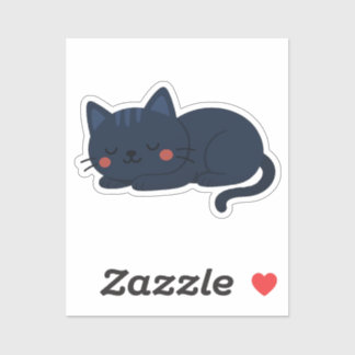 Pegatina Navy Blue Sleeping Cat – Cute Nighttime Kitty