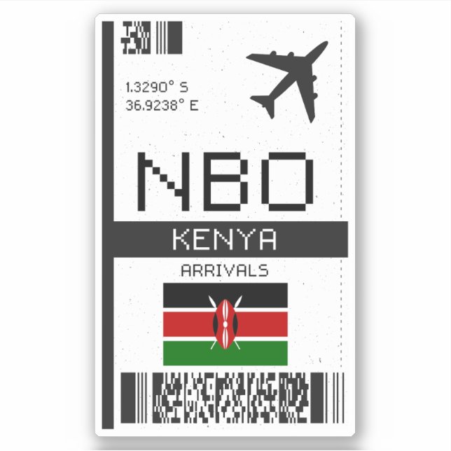 Pegatina NBO Kenya Boarding Pass - Africa Travel (Anverso)
