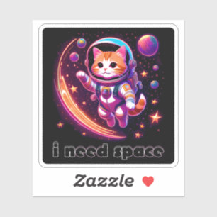 Pegatina Necesito un gato espacial