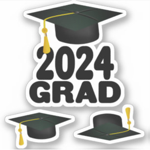 Pegatina Negrita Grad Cap Class de 2024