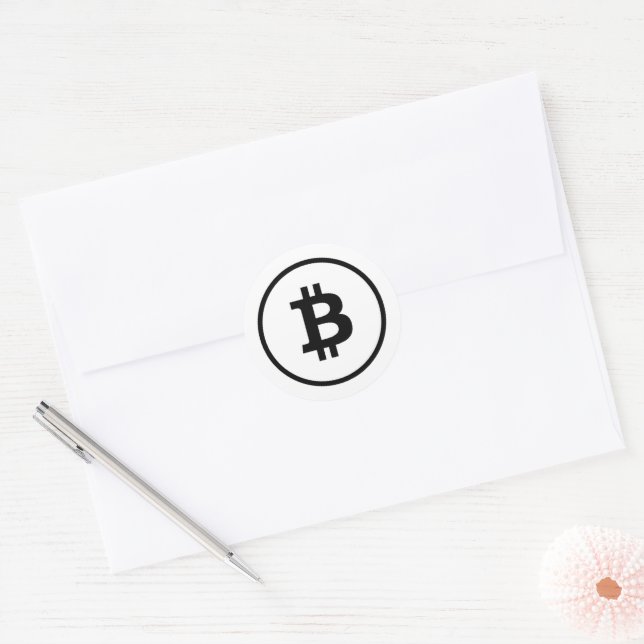 Pegatina negro de Bitcoin (Sobre)