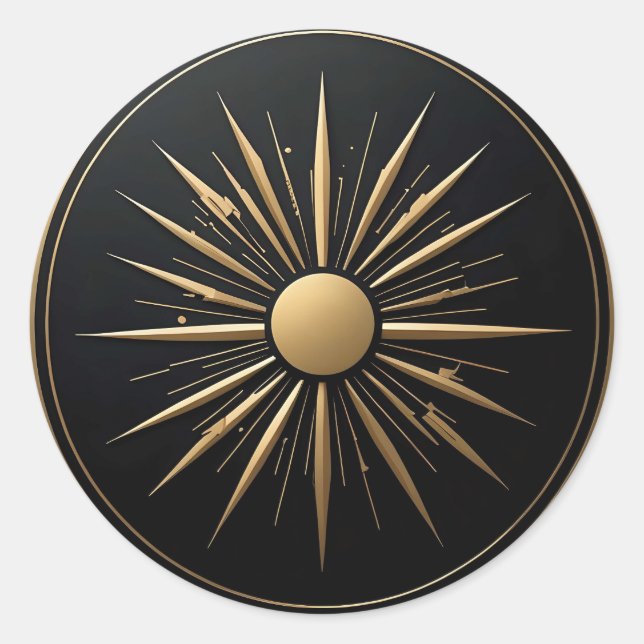 Pegatina negro de la línea dorada del Sol (Anverso)