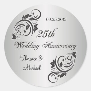 Pegatina negro plateado con flores y negras