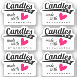 Pegatina Negro y blanco hecho con amor Velas del corazón ro