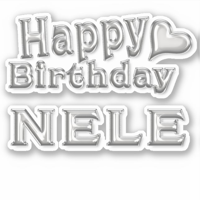 Pegatina Nele Happy Birthday silver Aufkleber Sticker (Anverso)