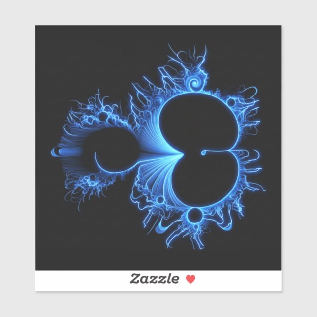 Pegatina Neon Arctic Blue Mandebrot - Black Background (Hoja)