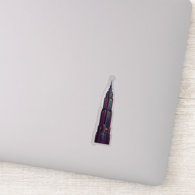 Pegatina Neon Art Deco Skyscraper Sticker (Detalle)