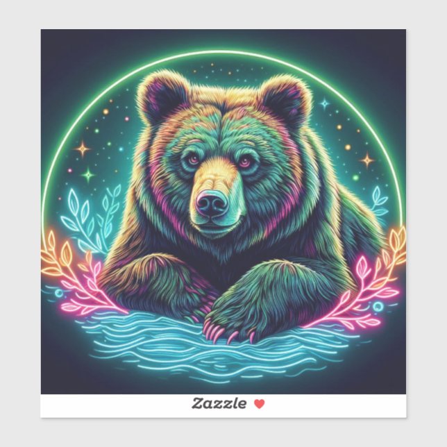 Pegatina Neon Bear (Hoja)