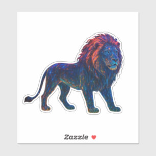 Pegatina Neon Colorful Lion Art