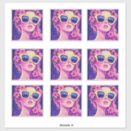 Pegatina Neon Dream Chica con gafas de sol florales
