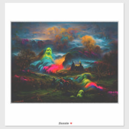 Pegatina Neon Ghosts en un entorno de fantasía
