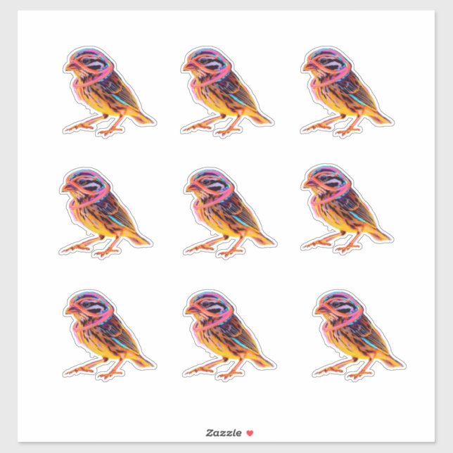Pegatina Neon Sparrow con acentos brillantes (Hoja)