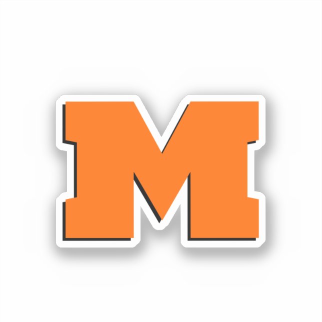 Pegatina Neon Sunset Naranja y White 3D Big Modern Inicial (Anverso)