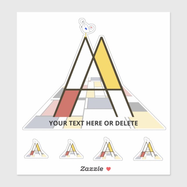 Pegatina Neoplasticismo sublime Monograma de Arte. Letra A (Hoja)