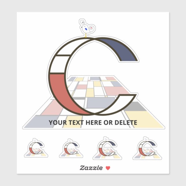 Pegatina Neoplasticismo sublime Monograma de Arte. Letra C (Hoja)