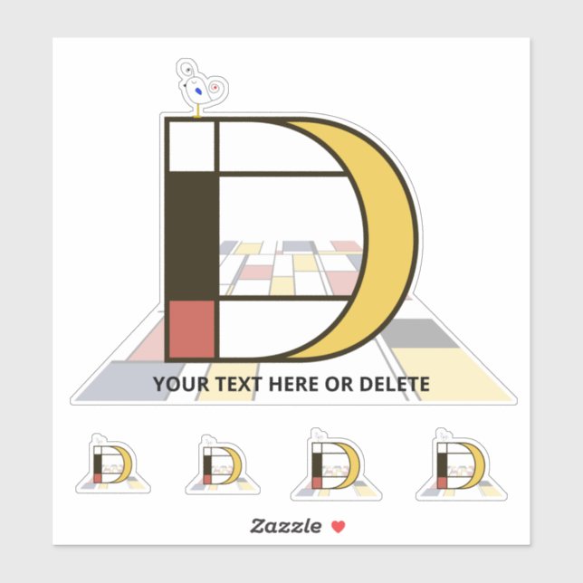 Pegatina Neoplasticismo sublime Monograma de Arte. Letra D (Hoja)