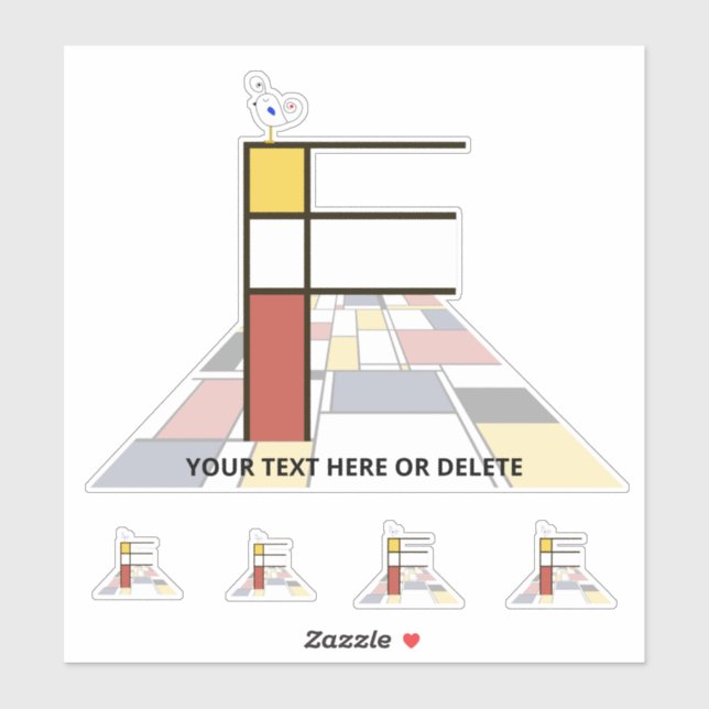 Pegatina Neoplasticismo sublime Monograma de Arte. Letra F (Hoja)