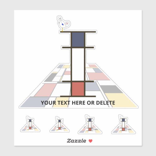 Pegatina Neoplasticismo sublime Monograma de Arte. Letra I (Hoja)